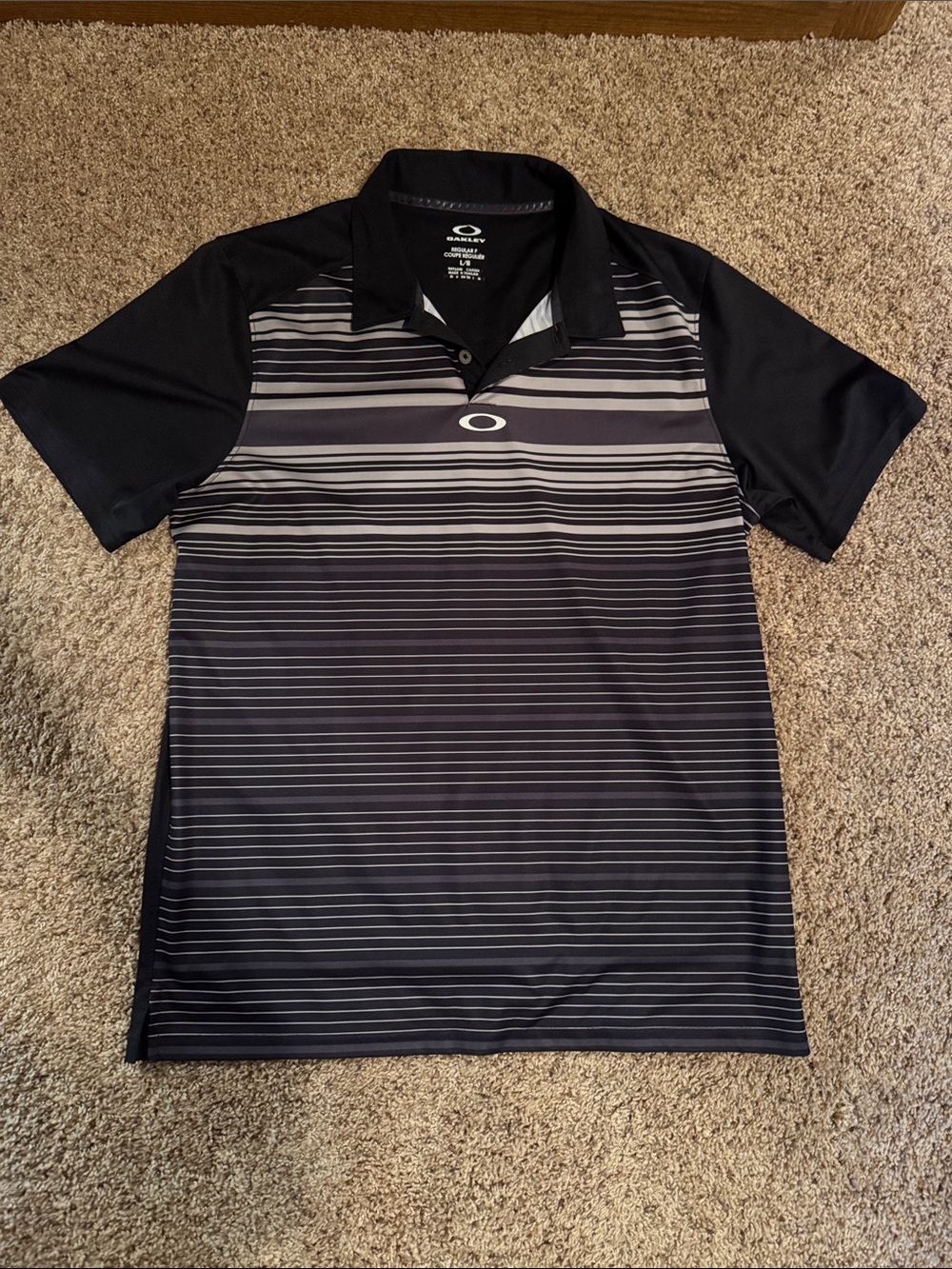 Oakley Black & Gray Horizontal Stripe Polo